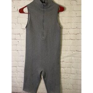 Fct 1/4 Zip Turtleneck Seamless Ribbed Cami Romper - Gray - Size Large